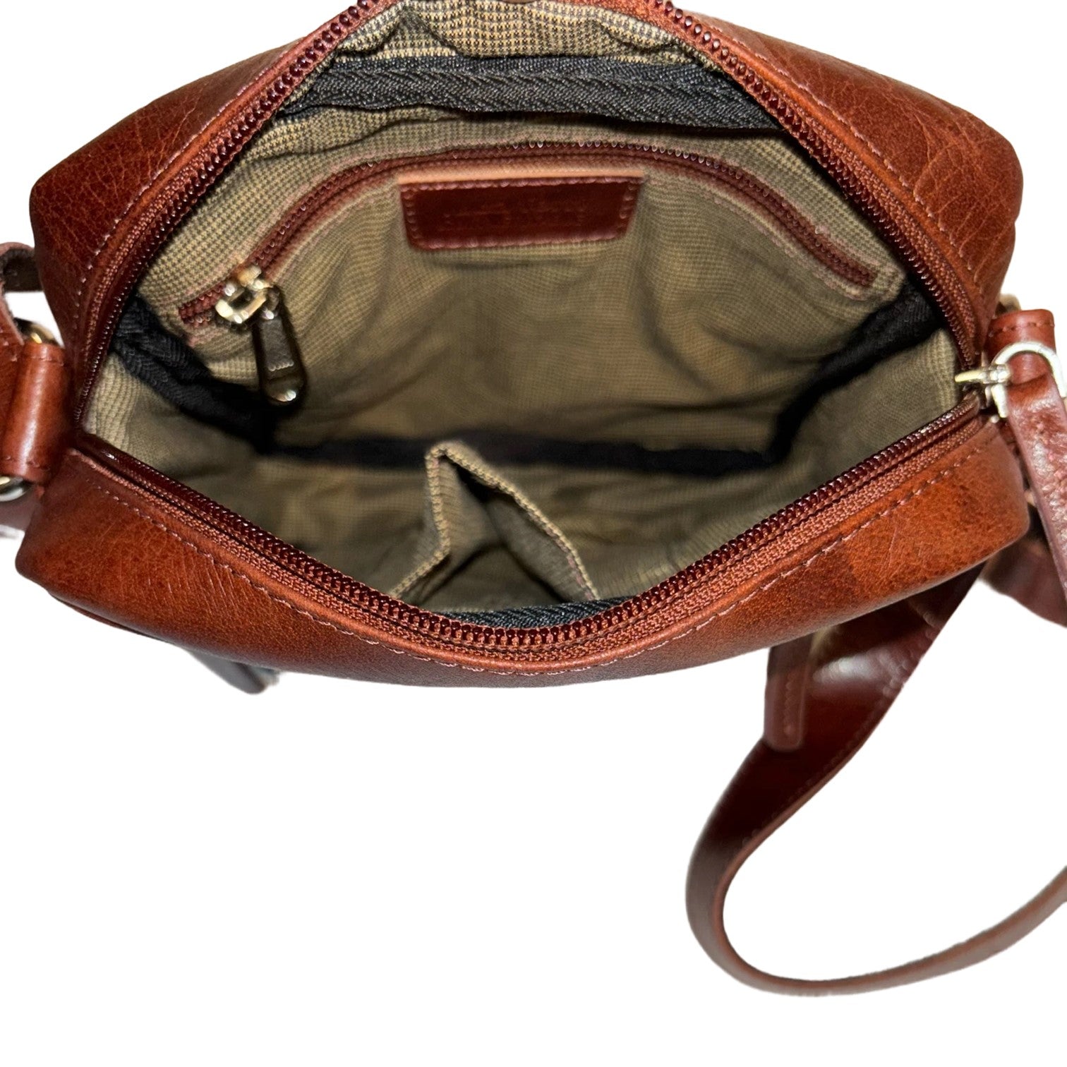 Luca Ferri Lyx Axelremsväska i Skinn Unisex Liten Brandy