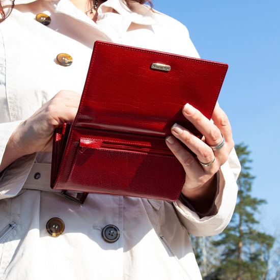 The Monte Bygel Plånbok Stor i Skinn Röd
