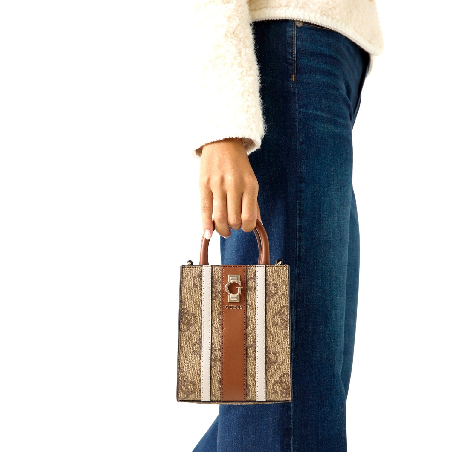 Guess Erenia Mini Axelremsväska Cognac