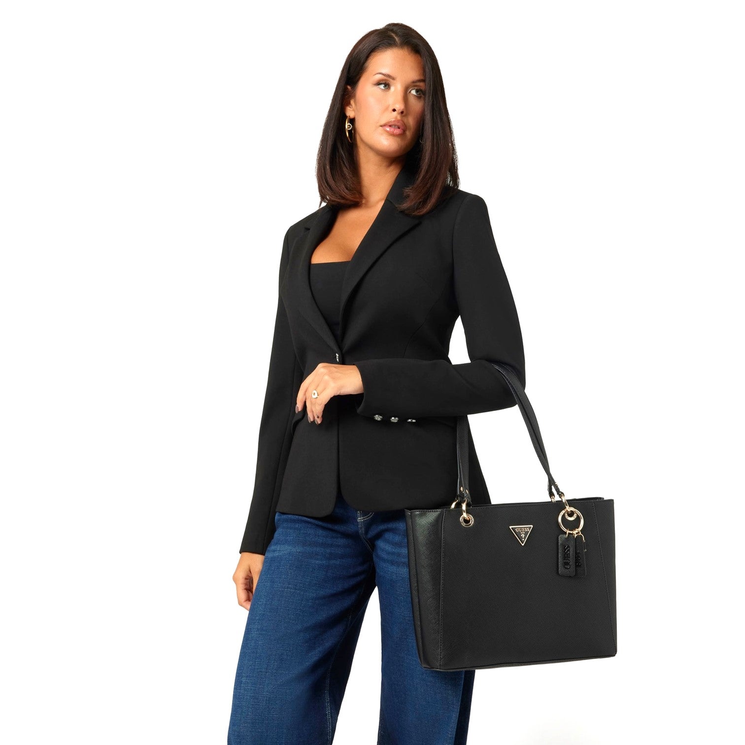 Guess Noelle Saffiano Shopperväska Svart