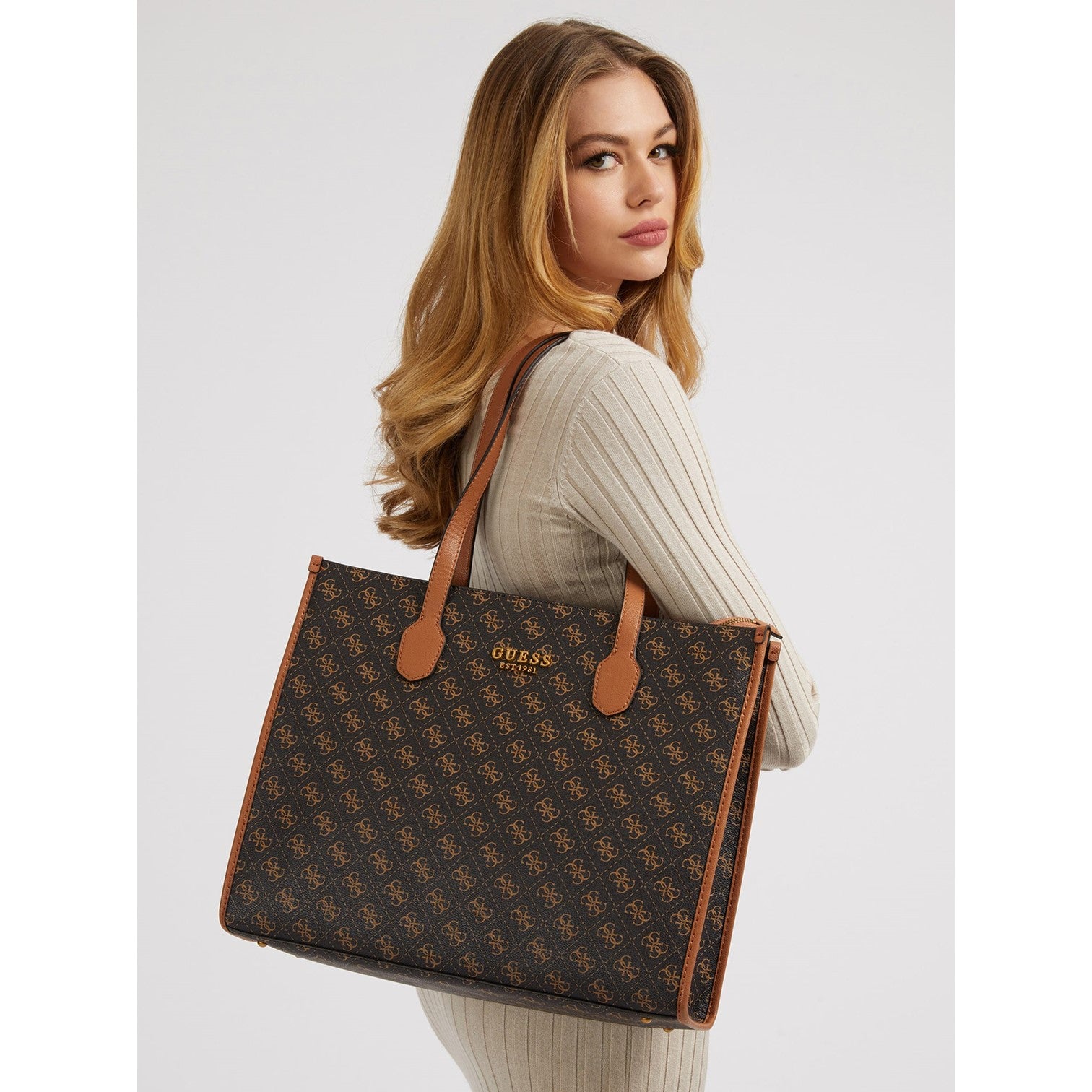 Guess Silvana 4g Shopper Stor Brun