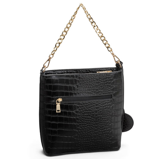 Lycke Croco Axelremsväska Svart