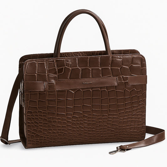 The Monte Loco Handväska Stor i Skinn Brun