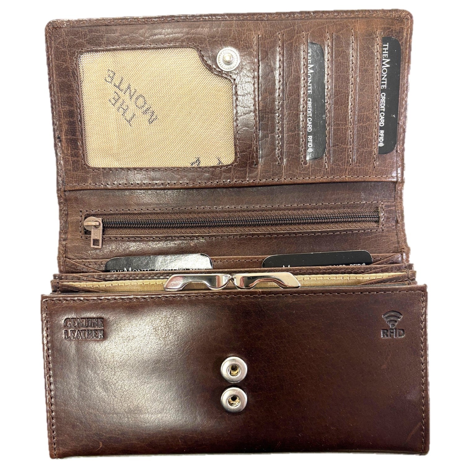 The Monte Bygel Plånbok Stor i Skinn Mörkbrun