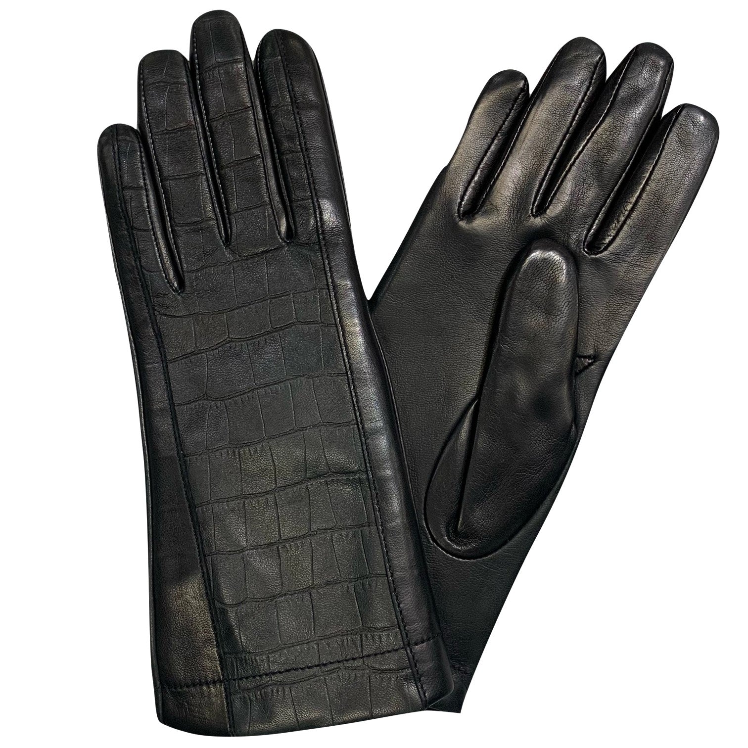 Fingerman Croco Damhandske Lammskinn Svart