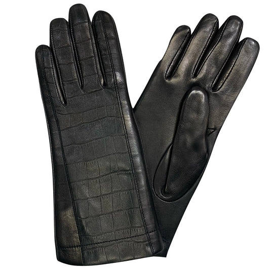 Fingerman Croco Damhandske Lammskinn Svart