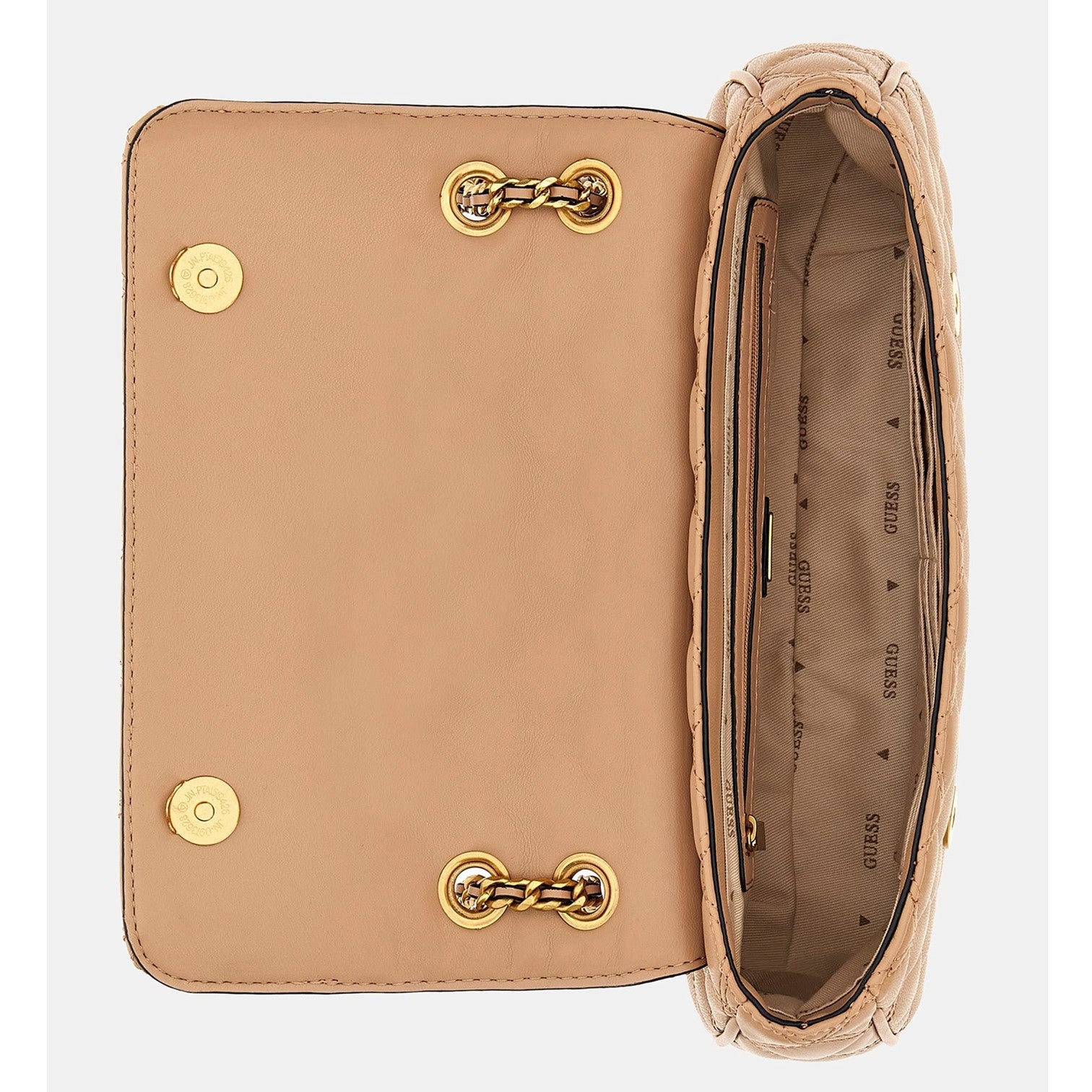 Guess Giully Quiltad Axelremsväska Beige