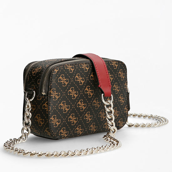 Guess Noelle 4g Logo Axelremsväska Mörkbrun