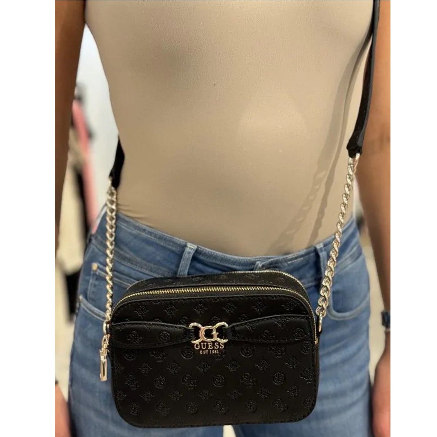 Guess Arlena 4g Logo Axelremsväska Svart