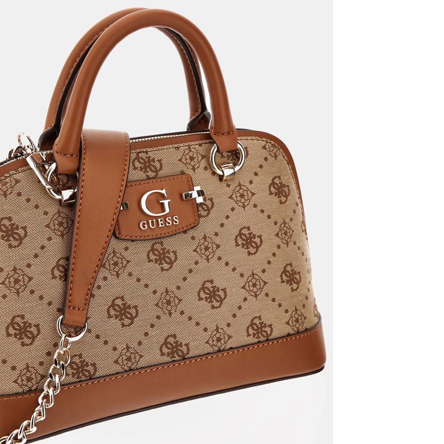 Guess Neda 4G Peony Handväska Liten Cognac