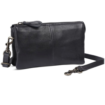 House Of Sajaco 3-taskuinen clutch-laukku, mustaa nahkaa