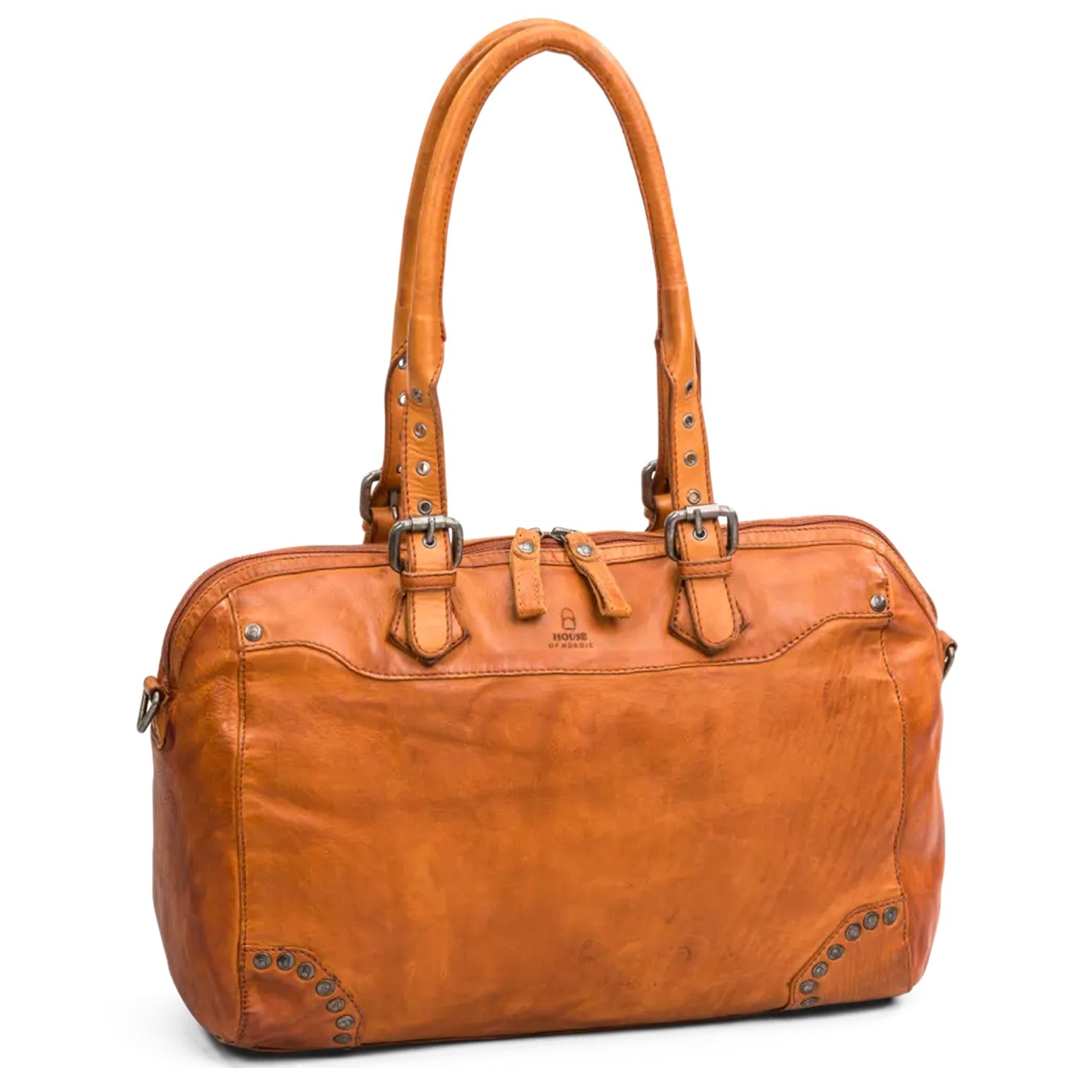 House Of Nordic Vintage Rocks Stor Bowlingväska i Skinn Cognac