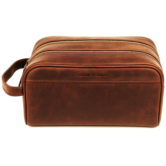 House Of Sajaco 2-Fack Necessär i Skinn Cognac