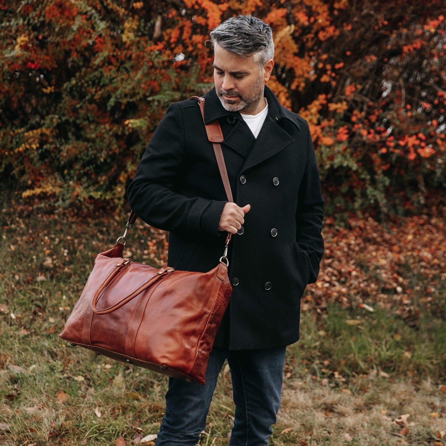 House Of Sajaco Weekendbag Stor i Skinn Cognac