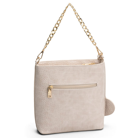 Lycke Croco Axelremsväska Kedja Beige