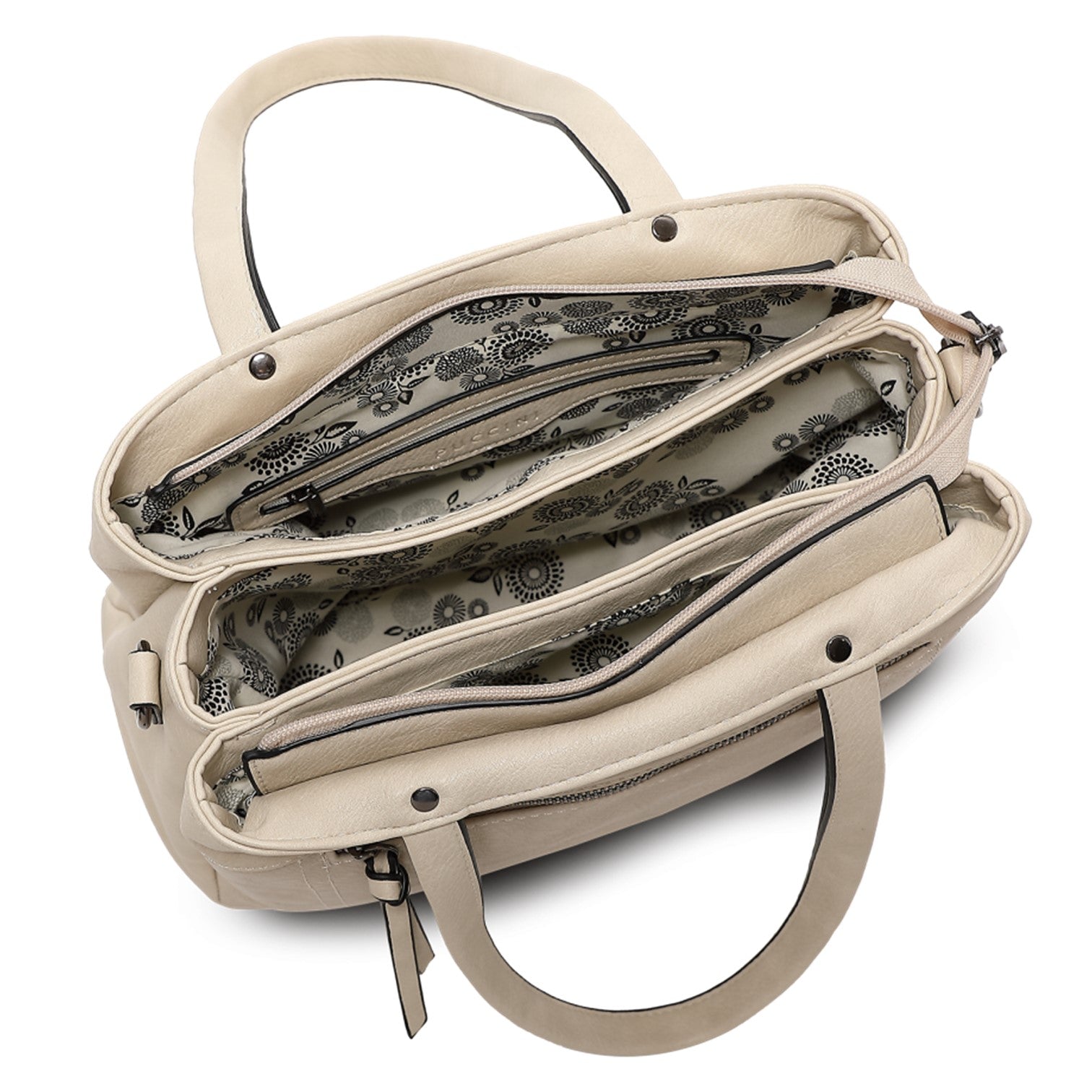 Puccini Donna Handväska 3 fack Beige