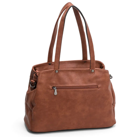 Puccini Donna Handväska 3 fack Cognac