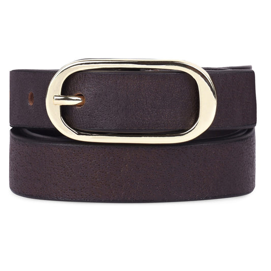 The Monte Gold Damskärp i Läder 80cm Brun