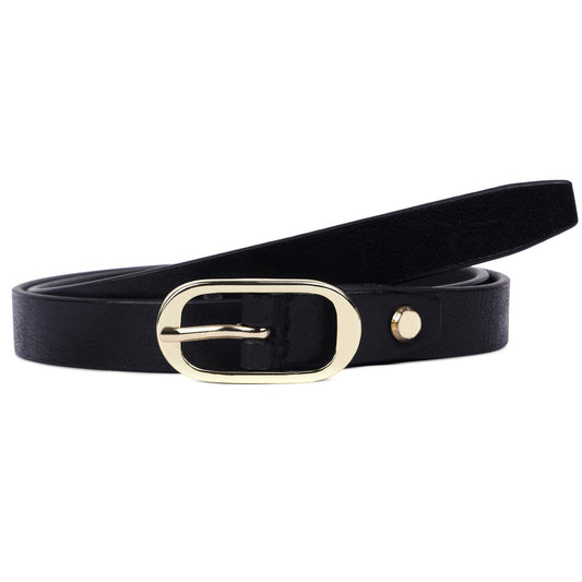 The Monte Gold Damskärp i Läder 80cm Svart
