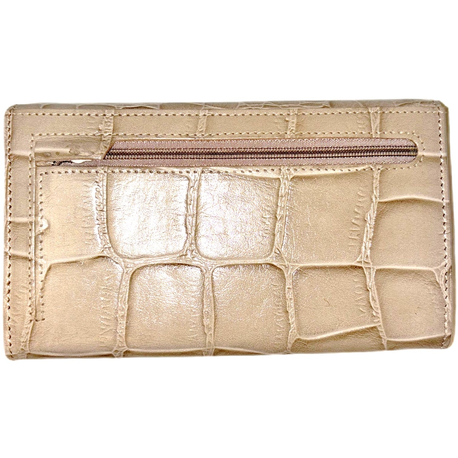 The Monte Bygel Plånbok Stor i Skinn Croco Taupe