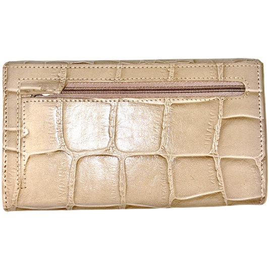The Monte Bygel Plånbok Stor i Skinn Croco Taupe