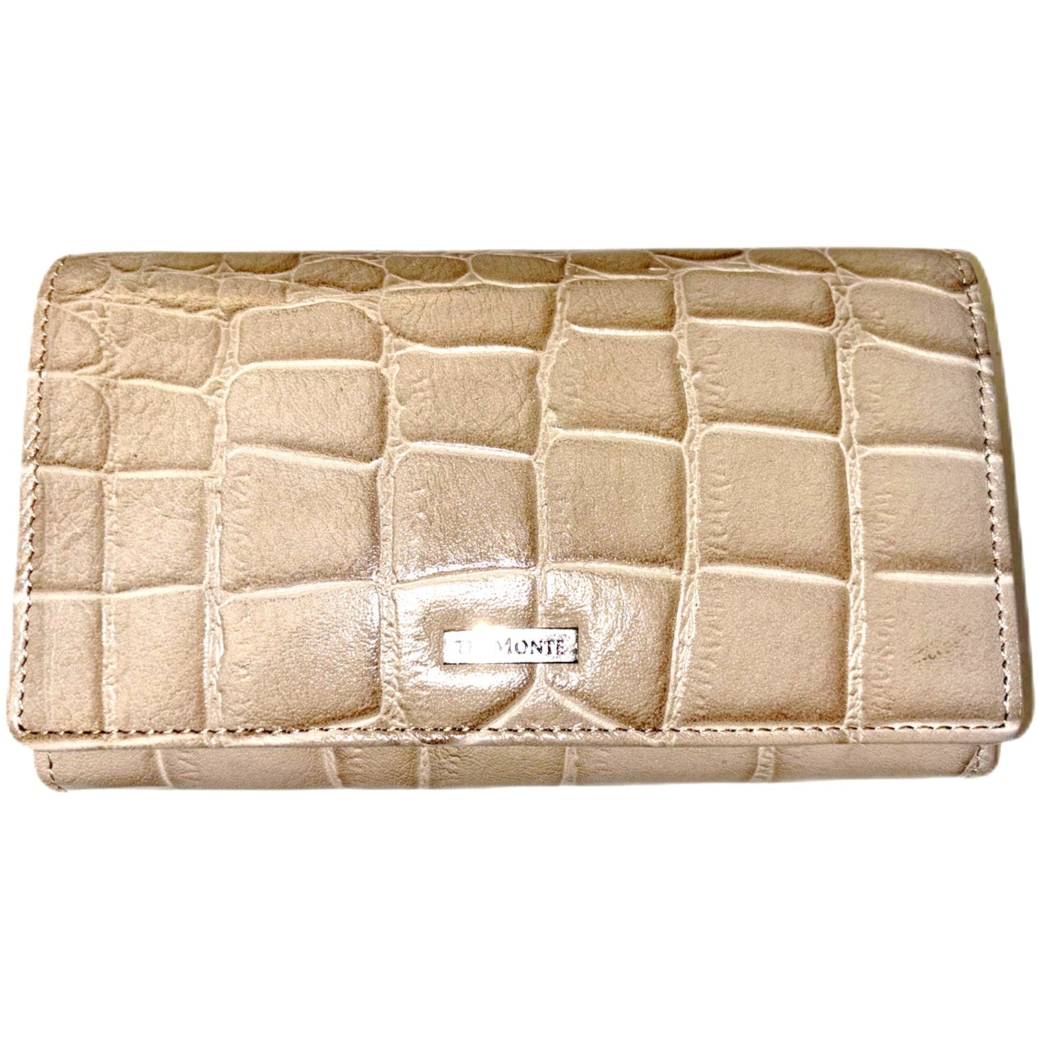 The Monte Bygel Plånbok Stor i Skinn Croco Taupe