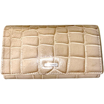 The Monte Bygel Plånbok Stor i Skinn Croco Taupe