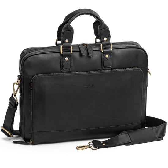 The Monte Vintage Datorportfölj 14" i Skinn Svart