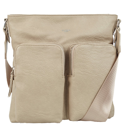 Ulrika Pocket Mellanstor Axelremsväska Beige