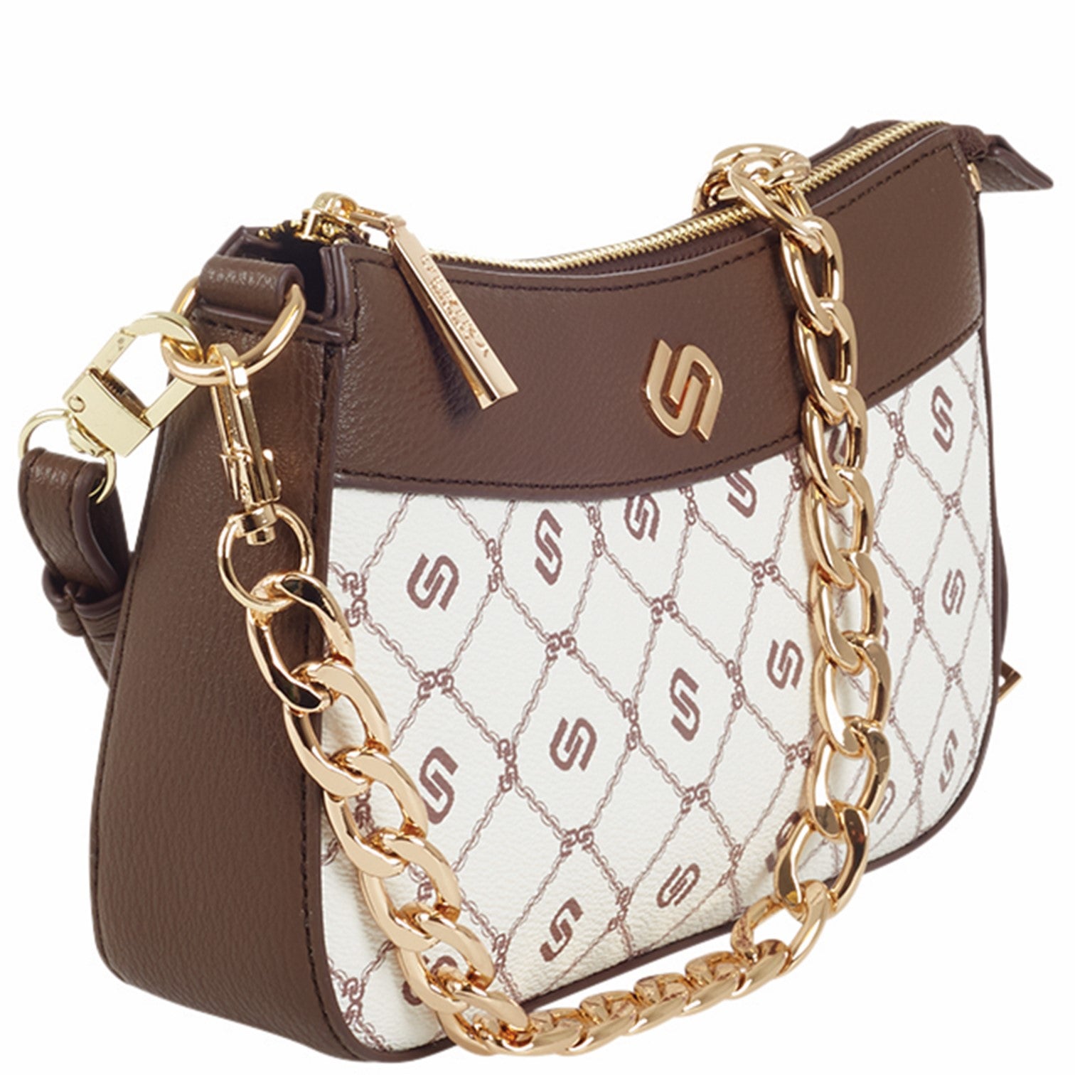 Ulrika Printed Axelremsväska Liten Brun