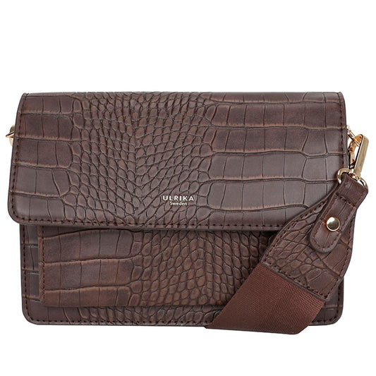 Ulrika Krokodil Axelremsväska Brun