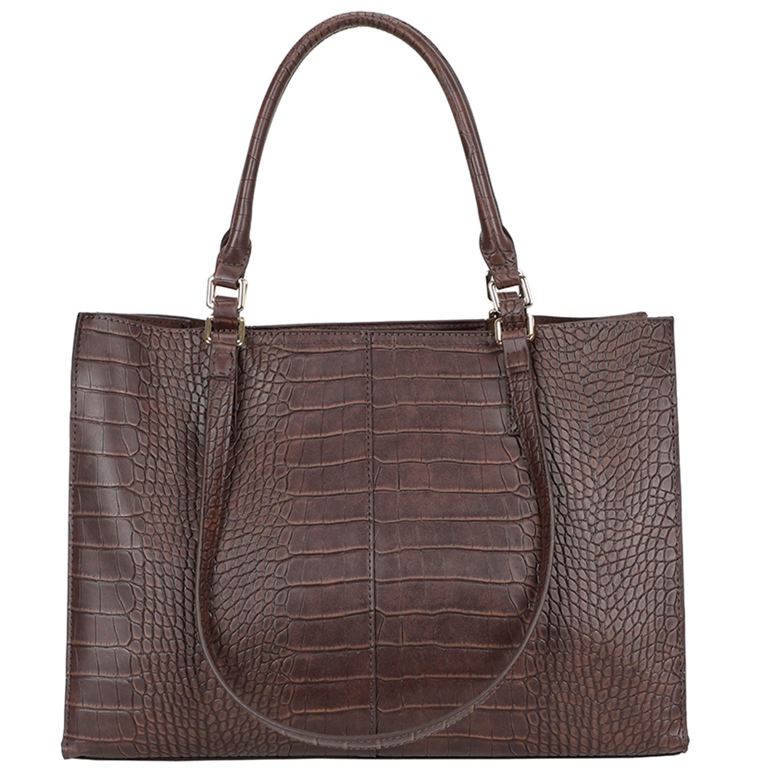Ulrika Krokodil Handväska Stor Brun