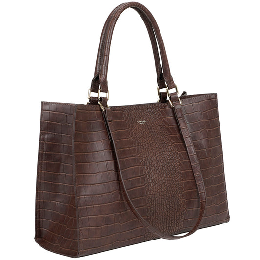 Ulrika Krokodil Handväska Stor Brun